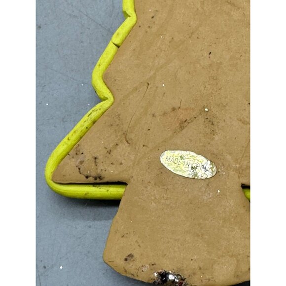 Clay Christmas Tree Ornament With Bears & Peppermint Design 4" READ - Picture 7 of 7